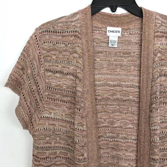 {Chico's} Neutral Pattern Knit Cardigan Sweater - Picture 3 of 7